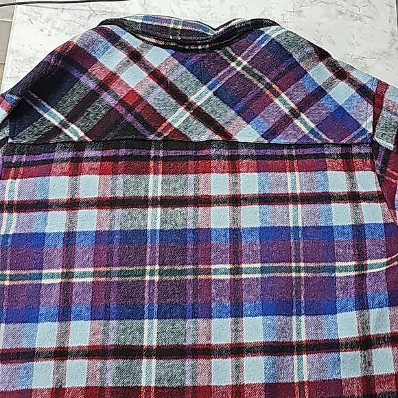 NWT Womens Sz M Shacket Blue and Red Plaid Pockets Wool Blend Jade and Ivory - Picture 7 of 13